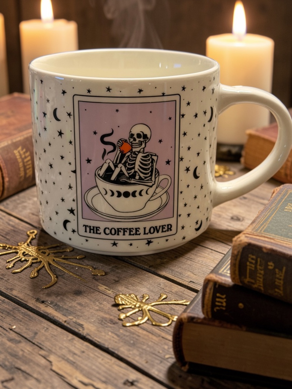 ☕️💀🔮🖤✨NWT 15 Fl Oz The Coffee Lover Ceramic Halloween Mug ✨☕️💀🔮🖤